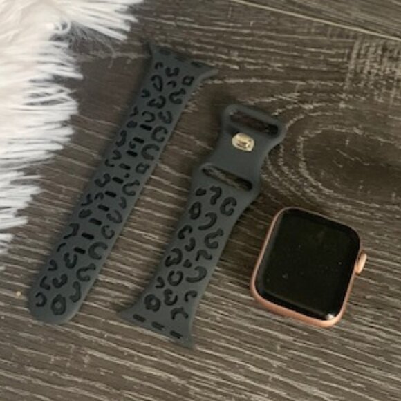 Ultra Soft Silicone Smoked Plum Leopard Engraved Apple Watch Band | 38/40/41mm - Picture 1 of 4